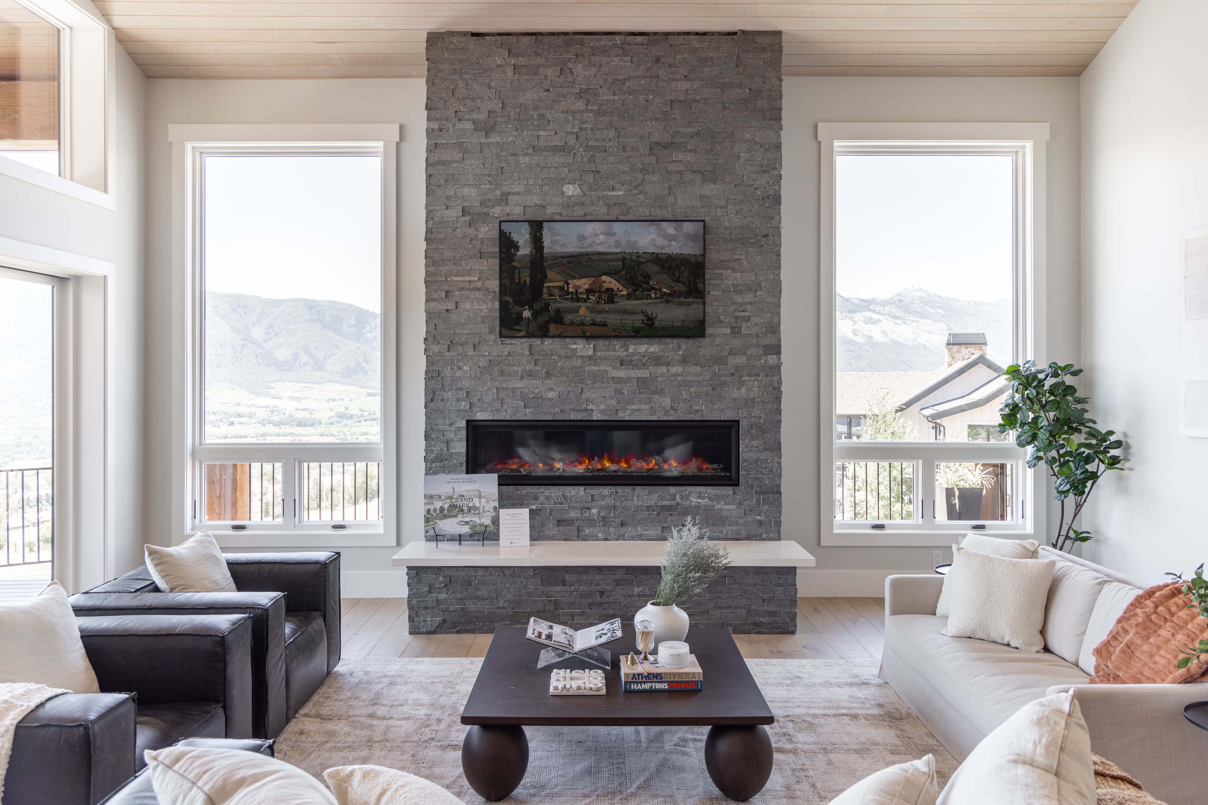 Sleek, Minimalist Living Room with Fireplace (Salt Lake City)