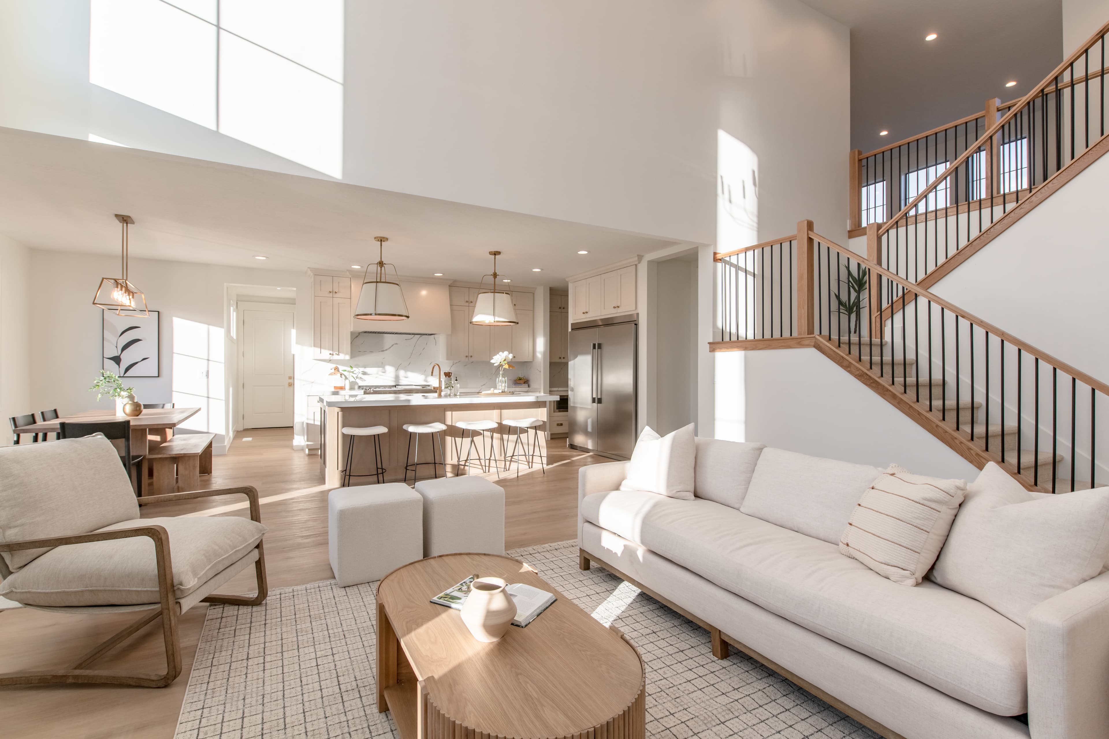 Fireplace-Centered Living Room with Indoor-Outdoor Flow